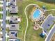 Overhead view of community showing homes, a pool, playground, and walkways, perfect for an active lifestyle at 4180 Bull St, St Cloud, FL 34772
