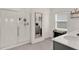 Modern bathroom featuring a glass-enclosed shower and a sleek vanity at 4180 Bull St, St Cloud, FL 34772