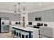 Modern kitchen with gray cabinets, a center island with seating, and stainless steel appliances at 4180 Bull St, St Cloud, FL 34772