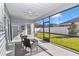 Relaxing screened patio with a ceiling fan overlooking a well-manicured lawn at 7369 Sw 77Th Ave, Ocala, FL 34481