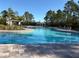 Inviting community pool area with clear blue water, lounge chairs, lush landscaping, and pergola for relaxation and recreation at 10316 Spring Arbor Ln, Winter Garden, FL 34787