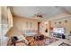 Cozy living room with a ceiling fan and neutral color palette at 368 Sand Ridge Dr, Davenport, FL 33896