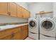 Well-organized laundry room with cabinets, counter space, and modern washer and dryer units at 6424 Cartmel Ln, Windermere, FL 34786