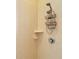 Bright bathroom with a tiled shower stall featuring a hand-held shower head and built-in storage shelves at 1421 Arbitus Cir, Oviedo, FL 32765