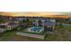 Luxury home with a large outdoor pool, patio, and a green lawn overlooking trees at sunset at 17300 Pesce Loop, Montverde, FL 34756