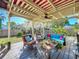 Charming outdoor living area with comfortable seating, a dining table, and lush plants at 2107 University Dr, Orlando, FL 32804