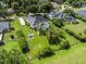 Expansive aerial view showcases a well-manicured lawn and a fenced pool in a lush neighborhood at 2544 Carter Grove Cir, Windermere, FL 34786