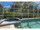 Inviting jacuzzi and a tropical plant, surrounded by a screened enclosure at 40600 Louise Rd, Umatilla, FL 32784