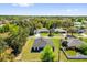An aerial shot showing the well-maintained backyard and surrounding neighborhood, with lush trees and manicured lawns at 4761 Sw 142Nd Place Rd, Ocala, FL 34473