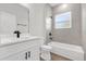 Bathroom with updated fixtures and vanity, and tub and shower combo at 4761 Sw 142Nd Place Rd, Ocala, FL 34473