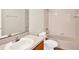 Bathroom featuring a toilet, a tub-shower combo, and a vanity with a mirror at 14740 Hartford Run Dr, Orlando, FL 32828