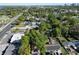 This aerial view shows a residential area with tree coverage, houses, and an adjacent main street at 1505 25Th St, Orlando, FL 32805
