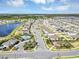 Birds eye view of neighborhood with a swimming pool, playground, and a long street with sidewalks at 493 Talisi Loop, St Cloud, FL 34771