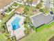 Birds eye view showcases the community pool, playground, lounge, ample parking and landscaping at 9161 Shepton St, Orlando, FL 32825