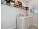 Well-lit laundry room with appliances and storage shelves at 188 Olympus Way, Kissimmee, FL 34759