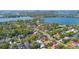 Scenic aerial view overlooking a beautiful neighborhood near a tranquil lake at 250 Cortland Ave, Winter Park, FL 32789