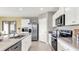 Well-equipped kitchen with stainless steel appliances, white cabinets, and durable countertops at 2825 Jamaica Way, Haines City, FL 33844