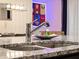 Close-up on modern kitchen faucet with granite countertop and decor at 4361 Lana Ave, Davenport, FL 33897