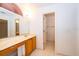 Bathroom featuring marble countertops, wood cabinets, and a walk-in closet at 142 Barrington Dr, Kissimmee, FL 34758