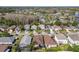 Panoramic aerial view of a neighborhood showcasing tidy lawns, mature trees, and varied home styles at 14228 Portrush Dr, Orlando, FL 32828