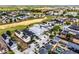 Stunning aerial view of a neighborhood boasting lush landscaping and a nearby golf course at 1523 Corolla Ct, Reunion, FL 34747