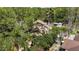 Aerial view of a home surrounded by lush greenery, featuring a large backyard and a shed at 9939 Triple Crown Cir, Orlando, FL 32825