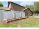 Backyard featuring garden beds and a white vinyl fence; perfect for gardening enthusiasts and privacy at 9939 Triple Crown Cir, Orlando, FL 32825