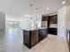 Open-concept kitchen with island, stainless steel appliances, and modern finishes at 10018 Halesia Woods Dr, Orlando, FL 32832