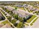 Aerial view of a neighborhood and townhomes with attached garages and mature trees at 15580 Blackbead St, Winter Garden, FL 34787