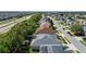 Aerial view of homes in a residential area, highlighting the neighborhood and landscaping at 2501 Hinsdale Dr, Kissimmee, FL 34741