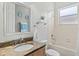 Bathroom featuring a granite countertop vanity, toilet and shower-tub combination at 2501 Hinsdale Dr, Kissimmee, FL 34741