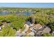 Scenic aerial view of a charming neighborhood home near a picturesque lake surrounded by lush greenery and mature trees at 4424 Park Eden Cir, Orlando, FL 32810
