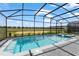 Beautiful screened-in pool with a hot tub and open backyard view beyond at 4321 Lana Avenue, Davenport, FL 33897