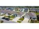 Overhead aerial showcases neighborhood featuring green yards, and modern homes with convenient two car garages at 460 Lily Ln, Davenport, FL 33837