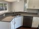 Kitchen featuring stainless steel sink, dishwasher, white cabinets and gray countertops at 12546 Britwell Ct, Orlando, FL 32837