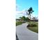 A view of the walking path flanked by manicured landscaping, trees, and grass at 225 Vestrella Dr, Kissimmee, FL 34759