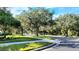 Street with sidewalks is lined with mature trees and landscaping in this beautiful community at 225 Vestrella Dr, Kissimmee, FL 34759