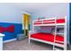 Bright bedroom with a white bunk bed and blue decor at 7463 Marker Ave, Kissimmee, FL 34747