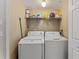 Laundry room with a washer and dryer and plenty of shelving at 13929 Fairway Island Dr # 825, Orlando, FL 32837