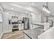 Modern kitchen with white cabinets, stainless steel appliances, and sleek countertops at 17411 Hillside Dr, Montverde, FL 34756