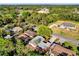 Overhead neighborhood shot with mature trees, houses, and community buildings at 2012 Dorris Dr, Orlando, FL 32807