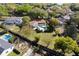 Scenic aerial view of a home with a backyard pool highlighting the property's features and surrounding landscape at 2661 Jennifer Hope Blvd, Longwood, FL 32779