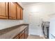 Functional laundry room with plenty of cabinets and countertop space and a washer at 4770 Cypress Forest Ln, St Cloud, FL 34772