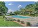 Beautiful pool with ample landscaping, and lake views in the distance at 6115 Linneal Beach Dr, Apopka, FL 32703