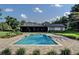 Backyard pool offering a relaxing view of manicured lawn, trees, and blue skies at 6115 Linneal Beach Dr, Apopka, FL 32703