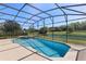 Sparkling pool and spa area with screened enclosure, offering a private oasis for relaxation at 6155 Hedgesparrows Ln, Sanford, FL 32771