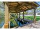 Covered boat dock with lift overlooking the canal and backyard of a modern luxury home at 640 Old Horatio Ave, Maitland, FL 32751