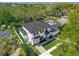 A lovely exterior view of the two story home and landscaped yard with sidewalk to front door at 640 Old Horatio Ave, Maitland, FL 32751