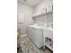 Bright laundry room featuring a sink, washer, dryer, storage shelving, and accent rug at 652 Orange Belt Loop, Winter Garden, FL 34787