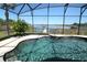 Screened pool with a beautiful lake view, featuring a private dock and lush landscaping at 10303 Atwater Bay Dr, Winter Garden, FL 34787